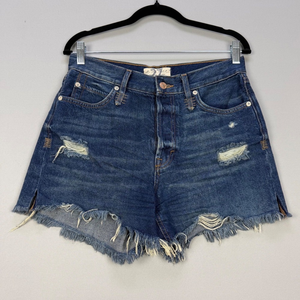 Free People We The Free Makai Cut Off Distressed Cotton Denim Shorts Size 27